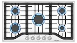 36 inch Gas Cooktop, GASLAND Chef 5 Burner Gas Stovetop, Cord Plug, 5 Italy Sabaf Burner, 41,300 BTU NG/LPG Convertible, Auto Electric Ignition, Thermocouple Protection