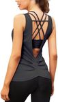 COOrun Workout Shirts Open Back Sports Tank Tops Yoga Tanks Workout Athletic Tops for Women Work Out Tops Gym Exercise Tank Tops for Women (Dark Grey,L)