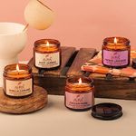 AuraDecor Set of 4 Scented Amber Jar Candles in Soy Wax || Burning Time 25 Hours Each || Soy Wax || Paraben Free || EnglishRose, Vanilla Caramel, Night Jasmine, French Lavender (Pack of 4)