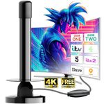 TV Aerial - Indoor TV Aerial Freeview Aerial with Signal Booster, Strong Magnetic Base for Easy Installation, Smart TV Aerial for 4K/1080P, Compatible with All TVs