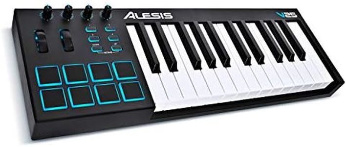 Alesis V25 - 25-Key USB MIDI Keyboard Controller with Backlit Pads, 4 Assignable Knobs and Buttons, Plus a Professional Software Suite