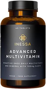 Inessa Methylated Multivitamin for Men - Advanced Natural Daily Mens Multivitamins with CoQ10 100mg, Vitamins D3, K2, A, B Complex Vitamins, Folic Acid & Zinc - 60 Vegan Tablets for Men & Women