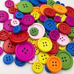 E Shopping® Different Sizes of neon Wooden Buttons Set for Button Art Activities Include 15mm,20mm,25mm Size of Buttons in 1 pk