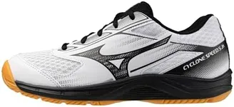 Mizuno Cyclone Speed 5 Junior Volleyball Shoe | Youth Volleyball Footwear | White-Black | US Youth 3