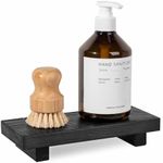 zoocatia Small Bathroom Counter Organizer Holder Wood Pedestal Stand Riser Farmhouse Decor Soap Tray for Kitchen, Sink, Lotion Bottle, Plant, Cosmetic, Black