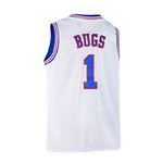 Youth Basketball Jersey #1 Moive Space Jam Jerseys Bugs Shirts for Kids - White - S