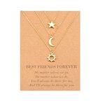 SUNSH Sun and Moon Best Friend Necklaces for 3 Women Teens Girls Friendship Bessties Necklace Set Sister Jewelry BFF Gifts for Her Gold