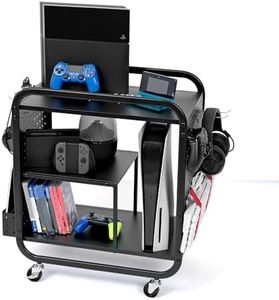 Mythinglogic Gaming Station Organizer, Metal Game Controller Holder, Video Game Console Storage Rack, Game Organizer Storage for PS5/PS4/Xbox/Switch/Game Accessories (Black, 23.62" x 12.60" x 25.98")