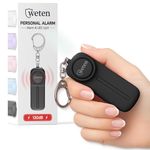 Weten Personal Safety Alarm Keychain - 130dB Siren, LED Light, Panic Pin – Compact Self-Defense Device and Emergency Whistle Alternative for Women, College, Travel, and Night Walk Protection (Black)