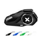 LEXIN G1 Motorcycle Bluetooth Headset, in Helmet Speakers with 2 Type Mics, Hands-Free Call/Music/GPS, IP67 Waterproof Motorcycle Headphones with HD Stereo Loud Sound, 4 Color Faceplates, Singe Use