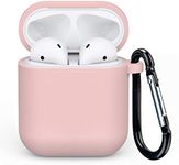 iXTRA AirPods Case Soft Silicone Protective Case Cover with Keychain Compatible with Apple AirPods 1st 2nd Generation AirPods Charging Case Cover for Men Women Support Wireless Charging, Light Pink