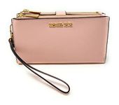 Michael Kors Women's Jet Set Travel Double Zip Wristlet, Powder Blush, Wristlet