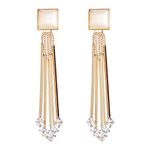 YouBella Jewellery Crystal Gold Plated Dangler Earrings for Girls and Women (White)