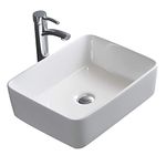 NAIMP Bathroom Countertop Basin Sink Ceramic, Hand Wash Counter Top Bathroom Vessel, Rectangle Cloakroom Vanity Large Sink Wash Basin for Home Lavatory Gloss White (V1910021)