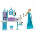 Mattel Disney Frozen Toys, Dessert Playset with Elsa Doll, Olaf Figure, 2 Colors Dough and 10+ Play Pieces, Inspired by Disney Frozen Movies, HMJ48