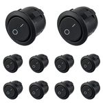 HUAREW Rocker Switch ON/Off KCD1 Mini Round Toggle Switch SPST 2Pin Snap-in Latching with Wires Pre-Wired AC 6A/250V 10A/125V,for car Boat(10Pcs)