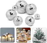 7PCS Disco Ball Cake Topper, Disco Ball Cake Decorations Different Sizes, 70s Disco Themed Dance Party Supplies, Small Disco Balls for Cake Dessert Accessories Disco Party Ornament (Silver)