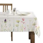 Maison d' Hermine Table Cloth 100% Cotton 140cm x 230cm Decorative Tablecover Washable Square Easter Tablecloths for Dining, Buffet Parties & Wedding Use, Botanical Fresh - Spring/Summer