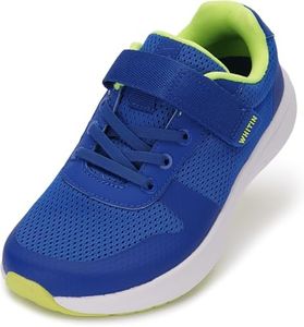 WHITIN Little Big Kids Zero Drop Running Shoes for Boys Wide Toe Box Tennis Sneakers Training Athletic Size 13 School Mesh Hiking Basketball Blue 32