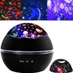 KUOOAN 2 in 1 Ocean Undersea Lamp and Starry Sky Projector, 360° Rotating 8 Colors Mode LED Night Lights Projector for Kids Baby Bedroom Decoration (Black)