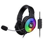 Redragon H350 RGB Wired Gaming Headset, Dynamic RGB Backlight - Stereo Surround-Sound - 50MM Drivers - Detachable Microphone, Over-Ear Headphones Works for PC/PS4/XBOX One/NS (Black)