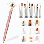 OFKPO Nail Brush Set for Nail Art, Nail Dotting Tool Diamond Handle, Nail Drawing Pen 10 PCS Replaceable Brush Head for DIY Manicure