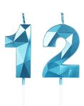 12th Birthday Candles, Number 12 Candle, Blue Candles, Birthday Candle for Cake, Happy Birthday Candle, Cake Candles Cake Topper Decorations for Boys Men Birthday Party Wedding Anniversary Supplies