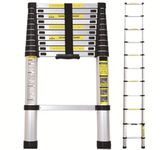 NAIMP 3.2M Telescopic Ladder, 10.5Ft Multi-Purpose Folding Aluminium Telescoping Ladder Extendable Ladder Portable Loft Ladders Extension Ladder Foldable Ladder With EN131, 11 Steps, 150kg/330lb