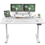 TRIUMPHKEY Electric Standing Desk 160x70cm Height Adjustable Desk with Monitor Shelves Sit Stand Desk Stand Up Desk for Home Office Computer Workstation(White)