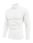 Ekouaer Men Turtleneck T-Shirts Long Sleeve Shirt Thermal Tops Lightweight Baselayer Ribbed Pullover Sweaters S-XXL, White, Large