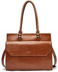 Briefcase for Women Oil Wax Leather Vintage 15.6 Inch Laptop Business Shoulder Bag brown