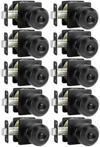 Haidms 10 Pack Matte Black Door Knobs Interior, Privacy Interior Door Knob for Bedroom or Bathroom Classic Black Round Doorknobs Hardware(Square Panel Interior Door Konbs)