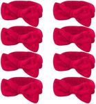 Ondder Spa Headband for Washing Face 8 Pack Red Skincare Headbands for Women Girls Terry Cloth Cute Makeup Headbands Head Bands with Bow