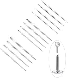 Tornito 12Pcs Surgical Steel Piercing Taper Insertion Pins 20G 18G 16G 14G External/Internal Threaded/Push In Body Piercing Stretching Kit Assistant Tools for Ear/Nose/Navel/Nipple/Lip/Eyebrow/Tongue