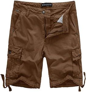 WenVen Men's Carpenter Cargo Shorts Relaxed Fit, Coffee, 32