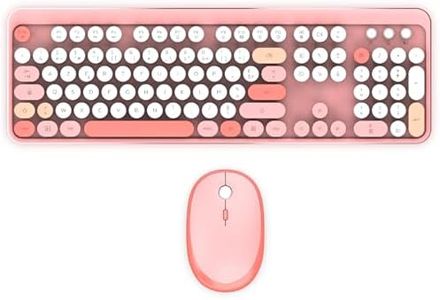 Mobility Lab – ML313894 – Combo Clavier + Souris sans Fil Pure Color – FR AZERTY, Touches Plates et sensibles, Design Compact, Raccourcis, Pavé numérique, Compatibilité Windows – Rose