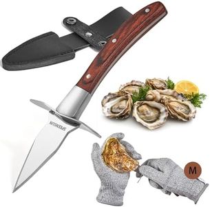 Oyster Knife,Oyster Shucking Kit, Oyster Shucking Knife with Comfort Wood-Handle,Sturdy and Sharpness Oyster Knives,Oyster Shucker with 5 Leve Protection Cut-Resistant Glove (M)