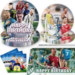 Soccer Birthday Decorations, 20 Pcs Plates 20 Pcs Napkins 1 Pc Tablecloth 43"x71" for Football Soccer Star Birthday Party Supplies Party Decorations Paper Tableware For Boys Girls Birthday Party