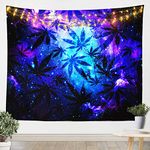 Erosebridal Marijuana Leaves Tapestry Teens Cannabis Galaxy Tapestries for Women Men Youth Marijuana Weed Leaves Wall Hangings Chic Purple Blue Wall Blanket Trippy Room Decor Wall Artwork XLarge