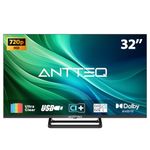 Antteq 32 Inch TV, Central Stand Design TV 720P Freeview HD Dolby Audio DVB T2/S2 LED Television, HDMI USB Media Player Monitor PS5 Xbox, Standard Nonsmart TV Small Screen for Bedroom Kitchen Black
