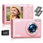 Digital Camera 4K 64MP with 32GB Card, Point and Shoot Digital Camera with 18X Digital Zoom, 2 Batteries, Compact Small Camera for Teens Kids Boys Girls