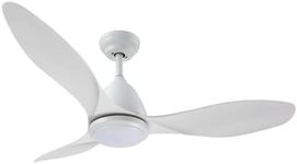 48" Ceiling Overhead Fan with Light Remote Control Cooling Air Ventilation LED Lamp Quiet Electric White Modern Indoor 3 ABS Blades 5 Speed Timer 122cm