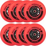 AOWESM Inline Skate Wheels 80mm 76mm 72mm 85a Outdoor Indoor Black Blue Red Roller Hockey Blades Replacement Wheels w/Bearings ABEC-9 and Floating Spacers (8-Pack) (Red, 76mm)