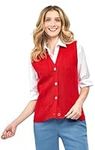 Women's Button Front Cable Cardigan Sweater Vest - Button Up Styling in a Timeless Cable Knit, Hot Red, Large