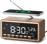 WamGra Digital Alarm Clocks Radio for Bedrooms,FM Radio & White Noise Sound Machine with Timer,Bluetooth Speaker,Dual Alarm Clock with Wireless Charging,Dimmable Big LED Display, for Men Women