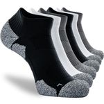 CWVLC Unisex Cushioned Compression Athletic Ankle Socks Multipack, 6-pairs Black Grey White, XL (13.5-15.5 W US/ 12-14 M US)