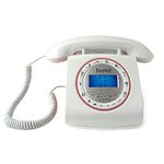 Beetel M73 Caller ID Corded Landline Phone with 16 Digit LCD Display, Retro Design, Alphanumeric Keypad, 2-Way Speaker Phone, Adjustable Ringing (White & Red)(M73)