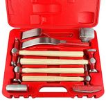 C&T 9 Piece Heavy Auto Body Repair Tool Hammer Dolly Set, Car Body Repair Tool Kit with Carrying Case, Hickory Handles,Fender Repair kit