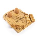 Bamboo Breakfast Egg Board | Perfect for Eggs, Toast, Bread and Cheese | With 2 Egg Cups | For Family & Friends | Dippy Egg Holder | M&W