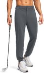 Pudolla Men's Golf Joggers Pants with Zipper Pockets Stretch Slim Fit Sweatpants Lightweight Dress Casual Golf Pants for Men, Ink Grey, Medium